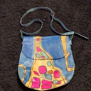 Boho Hand Painted Leather Purse